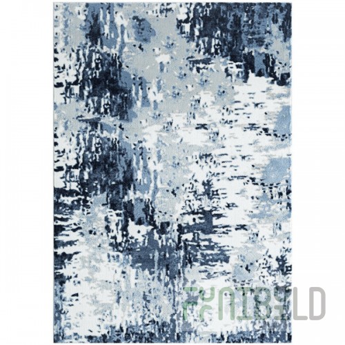 Abani Arto Collection 4' x 6' Blue / White Distressed Contemporary Area Rug