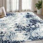 Abani Arto Collection 4' x 6' Blue / White Distressed Contemporary Area Rug
