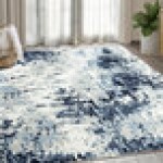 Abani Arto Collection 4' x 6' Blue / White Distressed Contemporary Area Rug
