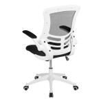 Flash Furniture Kelista Black / Gray Mesh Mid-Back Office Chair with White Frame and Flip Up Arms Flash Furniture Kelista Black / Gray Mesh Mid-Back Office Chair with White Frame and Flip Up Arms