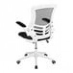 Flash Furniture Kelista Black / Gray Mesh Mid-Back Office Chair with White Frame and Flip Up Arms Flash Furniture Kelista Black / Gray Mesh Mid-Back Office Chair with White Frame and Flip Up Arms