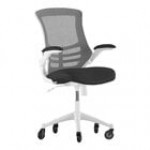 Flash Furniture Kelista Black / Gray Mesh Mid-Back Office Chair with White Frame and Flip Up Arms Flash Furniture Kelista Black / Gray Mesh Mid-Back Office Chair with White Frame and Flip Up Arms