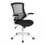 Flash Furniture Kelista Black / Gray Mesh Mid-Back Office Chair with White Frame and Flip Up Arms Flash Furniture Kelista Black / Gray Mesh Mid-Back Office Chair with White Frame and Flip Up Arms