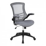 Flash Furniture Kelista Black / Gray Mesh Mid-Back Office Chair with White Frame and Flip Up Arms Flash Furniture Kelista Black / Gray Mesh Mid-Back Office Chair with White Frame and Flip Up Arms