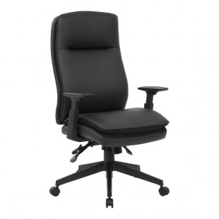 Boss Black CaressoftPlus Vinyl High-Back Ergonomic Executive Chair with Adjustable T-Arms Boss Black CaressoftPlus Vinyl High-Back Ergonomic Executive Chair with Adjustable T-Arms