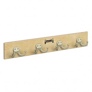 Jonti-Craft Baltic Birch 0764JC 4-Hook Wall Mount Coat Rail