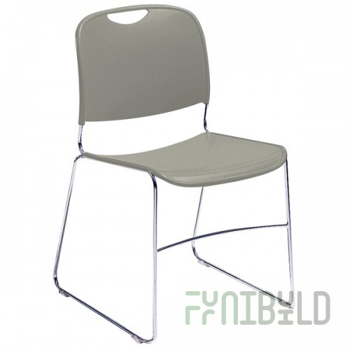 National Public Seating 8502 Gunmetal Gray Stackable Ultra Compact Plastic Chair with Chrome Frame