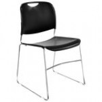 National Public Seating 8502 Gunmetal Gray Stackable Ultra Compact Plastic Chair with Chrome Frame