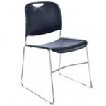 National Public Seating 8502 Gunmetal Gray Stackable Ultra Compact Plastic Chair with Chrome Frame
