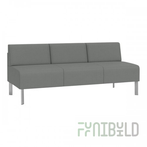 Lesro Luxe Lounge Series Open House Asteroid Fabric 3-Seat Sofa with Steel Legs