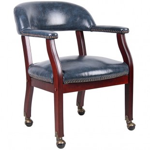 Boss B9545-BE Blue Vinyl Captain's Chair with Casters Boss B9545-BE Blue Vinyl Captain's Chair with Casters