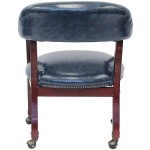 Boss B9545-BE Blue Vinyl Captain's Chair with Casters