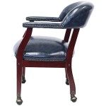 Boss B9545-BE Blue Vinyl Captain's Chair with Casters