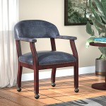 Boss B9545-BE Blue Vinyl Captain's Chair with Casters
