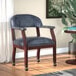 Boss B9545-BE Blue Vinyl Captain's Chair with Casters