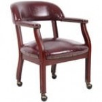 Boss B9545-BE Blue Vinyl Captain's Chair with Casters
