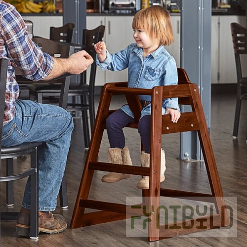 Lancaster Table & Seating Standard Height Wooden High Chair with Dark Brown Finish - Unassembled