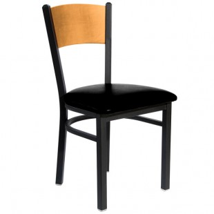 BFM Seating Dale Sand Black Customizable Metal Side Chair with Natural Finish Wooden Back and 2
