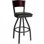 BFM Seating Dale Sand Black Customizable Metal Side Chair with Natural Finish Wooden Back and 2
