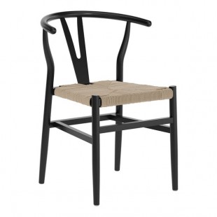 Flash Furniture Logan Black Solid Wood Dining Chair with Natural Woven Seat Flash Furniture Logan Black Solid Wood Dining Chair with Natural Woven Seat