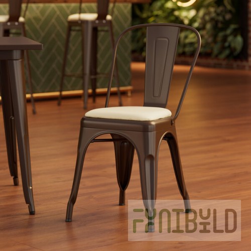 Lancaster Table & Seating Alloy Copper Indoor Cafe Chair with White Vinyl Cushion