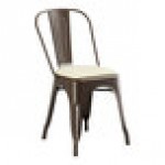 Lancaster Table & Seating Alloy Copper Indoor Cafe Chair with White Vinyl Cushion Lancaster Table & Seating Alloy Copper Indoor Cafe Chair with White Vinyl Cushion