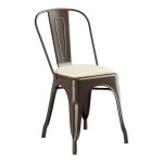 Lancaster Table & Seating Alloy Copper Indoor Cafe Chair with White Vinyl Cushion Lancaster Table & Seating Alloy Copper Indoor Cafe Chair with White Vinyl Cushion