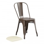 Lancaster Table & Seating Alloy Copper Indoor Cafe Chair with White Vinyl Cushion Lancaster Table & Seating Alloy Copper Indoor Cafe Chair with White Vinyl Cushion