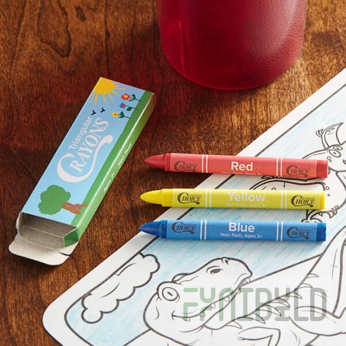 Choice 3 Pack Triangular Kids' Restaurant Crayons in Print Box - 500/Case