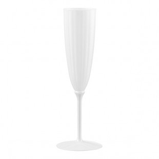 Posh Setting 6 oz. White 1-Piece Plastic Champagne Flute - 96/Case Posh Setting 6 oz. White 1-Piece Plastic Champagne Flute - 96/Case