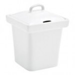 Front of the House Mod 4 oz. Bright White Square Porcelain Pot with Notched Lid - 6/Case Front of the House Mod 4 oz. Bright White Square Porcelain Pot with Notched Lid - 6/Case