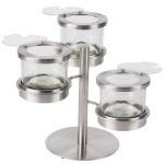 Cal-Mil 1855-4-55HL Mixology Stainless Steel Tiered 3 Jar Display for 16 oz. Jars with Hinged Lids - 14