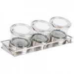 Cal-Mil 1855-4-55HL Mixology Stainless Steel Tiered 3 Jar Display for 16 oz. Jars with Hinged Lids - 14