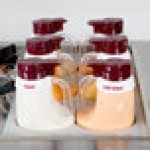 TableCraft CM12 10-Piece Imprinted White Plastic Salad Dressing Dispenser Collar Set with Maroon Lettering TableCraft CM12 10-Piece Imprinted White Plastic Salad Dressing Dispenser Collar Set with Maroon Lettering