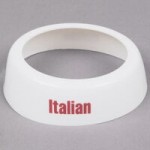 TableCraft CM12 10-Piece Imprinted White Plastic Salad Dressing Dispenser Collar Set with Maroon Lettering TableCraft CM12 10-Piece Imprinted White Plastic Salad Dressing Dispenser Collar Set with Maroon Lettering