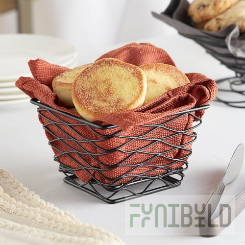 American Metalcraft BNRB64B Square Birdnest Black Metal Basket / Riser - 6