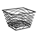 American Metalcraft BNRB64B Square Birdnest Black Metal Basket / Riser - 6
