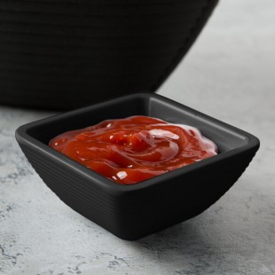 TableCraft RAMS2BK 2 oz. Black Square Ribbed Melamine Ramekin - 12/Pack