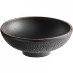 Acopa Heika 1 oz. Black Matte Textured Rectangular 2-Compartment Stoneware Sauce Dish - 12/Case