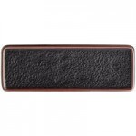 Acopa Heika 1 oz. Black Matte Textured Rectangular 2-Compartment Stoneware Sauce Dish - 12/Case
