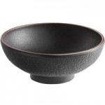Acopa Heika 1 oz. Black Matte Textured Rectangular 2-Compartment Stoneware Sauce Dish - 12/Case