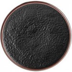Acopa Heika 1 oz. Black Matte Textured Rectangular 2-Compartment Stoneware Sauce Dish - 12/Case