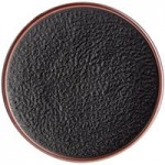 Acopa Heika 1 oz. Black Matte Textured Rectangular 2-Compartment Stoneware Sauce Dish - 12/Case