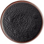 Acopa Heika 1 oz. Black Matte Textured Rectangular 2-Compartment Stoneware Sauce Dish - 12/Case