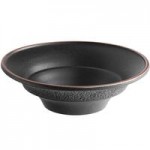 Acopa Heika 1 oz. Black Matte Textured Rectangular 2-Compartment Stoneware Sauce Dish - 12/Case
