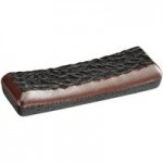 Acopa Heika 1 oz. Black Matte Textured Rectangular 2-Compartment Stoneware Sauce Dish - 12/Case