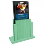 Menu Solutions WDAFR-B Washed Teal Wood Menu Holder / Tent with 5