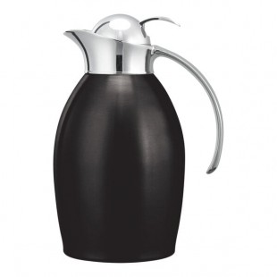 Service Ideas Nicollet 33.8 oz. Black Onyx Stainless Steel Insulated Carafe / Server with Push Button Lid NIC10BSPBBX