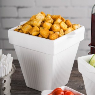TableCraft CW1470W 2 Qt. White Cast Aluminum Square Condiment Bowl TableCraft CW1470W 2 Qt. White Cast Aluminum Square Condiment Bowl