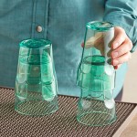 Choice 10 oz. Green Plastic Paneled Tumbler - 12/Pack